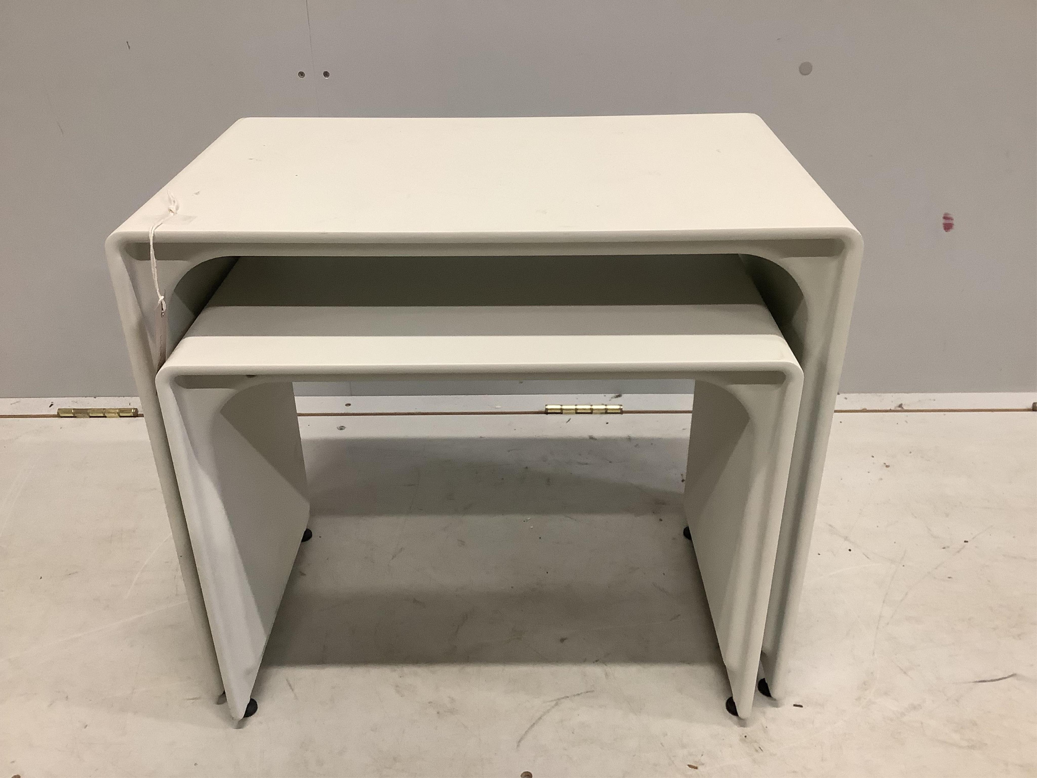 A Vitsoe 621 nest of tables from a design by Dieter Rams, width 52cm, depth 32cm, height 46cm. Condition - fair